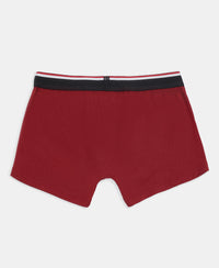 Super Combed Cotton Elastane Stretch Printed Trunk with Ultrasoft Waistband - Red & Black (Pack of 2)