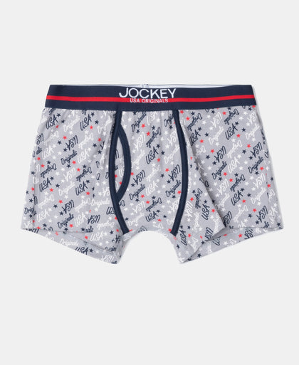 Super Combed Cotton Elastane Stretch Printed Trunk with Ultrasoft Waistband - Sleet & Chilli Pepper (Pack of 2)