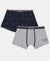 Super Combed Cotton Elastane Stretch Printed Trunk with Ultrasoft Waistband - Stellar & Navy (Pack of 2)