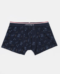 Super Combed Cotton Elastane Stretch Printed Trunk with Ultrasoft Waistband - Stellar & Navy (Pack of 2)