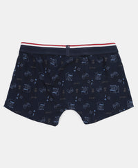 Super Combed Cotton Elastane Stretch Printed Trunk with Ultrasoft Waistband - Stellar & Navy (Pack of 2)