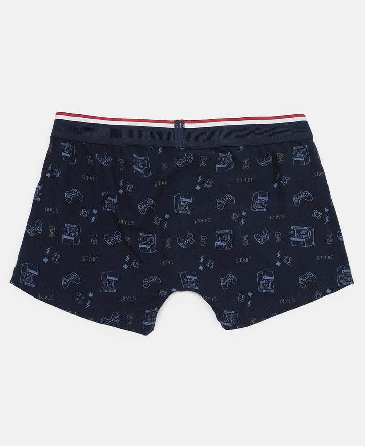 Super Combed Cotton Elastane Stretch Printed Trunk with Ultrasoft Waistband - Stellar & Navy (Pack of 2)
