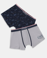 Super Combed Cotton Elastane Stretch Printed Trunk with Ultrasoft Waistband - Stellar & Navy (Pack of 2)