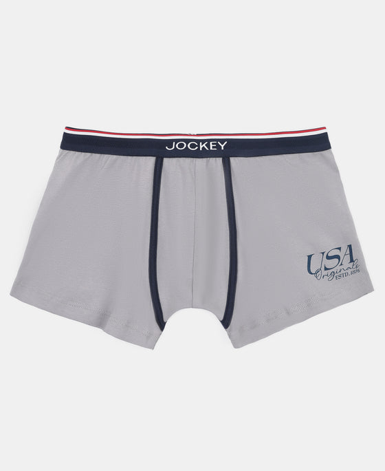 Super Combed Cotton Elastane Stretch Printed Trunk with Ultrasoft Waistband - Stellar & Navy (Pack of 2)