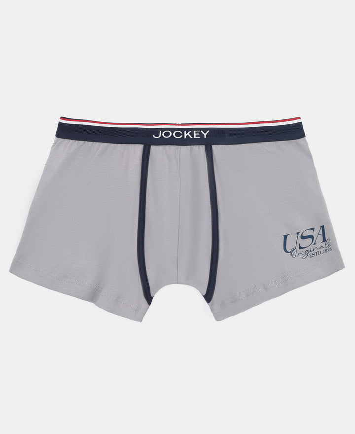 Super Combed Cotton Elastane Stretch Printed Trunk with Ultrasoft Waistband - Stellar & Navy (Pack of 2)