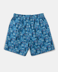 Super Combed Mercerized Cotton Woven Fabric Printed Boxer Shorts - Navy & Vallarta Blue (Pack of 2)
