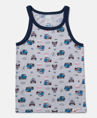 Super Combed Cotton Printed Round Neck Sleeveless Vest - Ultimate Grey & Chilli Pepper (Pack of 2)
