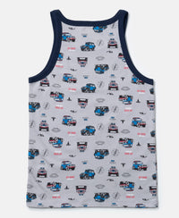 Super Combed Cotton Printed Round Neck Sleeveless Vest - Ultimate Grey & Chilli Pepper (Pack of 2)