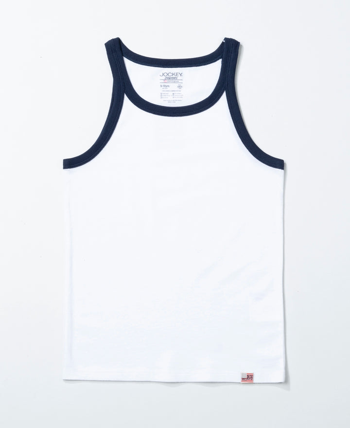 Super Combed Cotton Printed Round Neck Sleeveless Vest - Vallarta Blue & White (Pack of 2)
