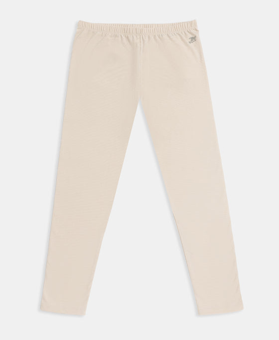 Girl's Super Combed Cotton Elastane Stretch Printed Leggings - French Oak