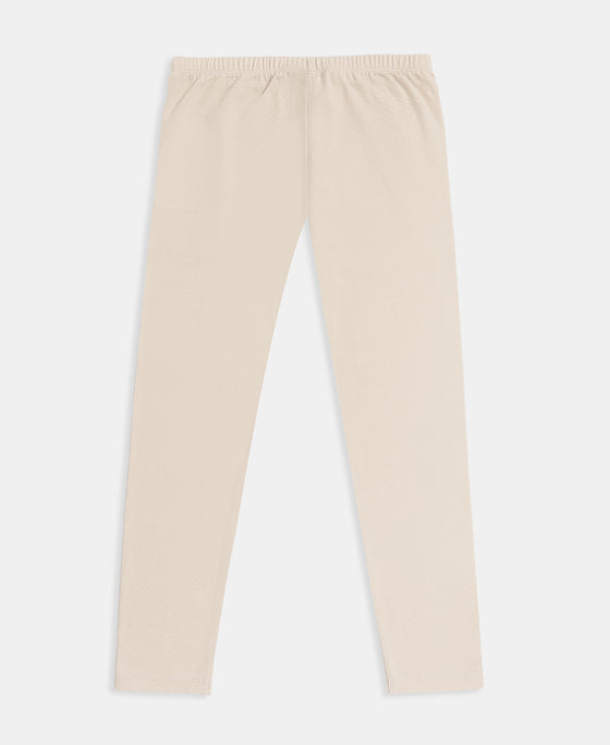 Girl's Super Combed Cotton Elastane Stretch Printed Leggings - French Oak
