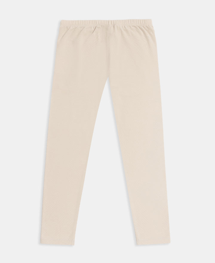 Girl's Super Combed Cotton Elastane Stretch Printed Leggings - French Oak