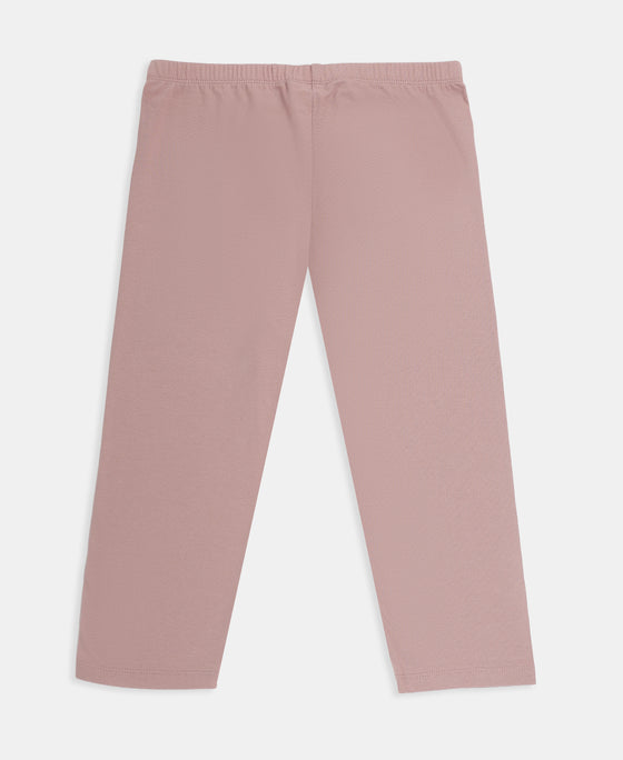 Girl's Super Combed Cotton Elastane Stretch Printed Leggings - Wood Rose