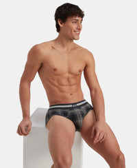 Super Combed Cotton Elastane Stretch Printed Brief with Ultrasoft Waistband - Black print (Pack of 2)