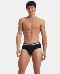 Super Combed Cotton Elastane Stretch Printed Brief with Ultrasoft Waistband - Black print (Pack of 2)