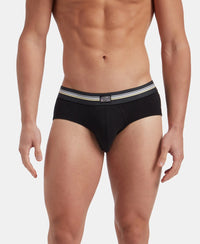 Super Combed Cotton Elastane Stretch Printed Brief with Ultrasoft Waistband - Black print (Pack of 2)