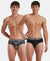 Super Combed Cotton Elastane Stretch Printed Brief with Ultrasoft Waistband - Black print (Pack of 2)