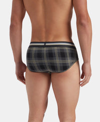 Super Combed Cotton Elastane Stretch Printed Brief with Ultrasoft Waistband - Black print (Pack of 2)