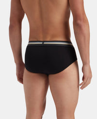Super Combed Cotton Elastane Stretch Printed Brief with Ultrasoft Waistband - Black print (Pack of 2)