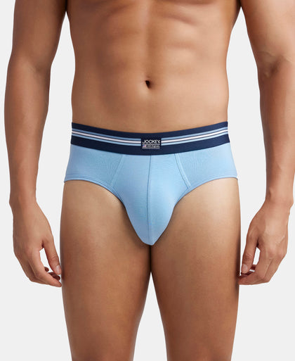 Super Combed Cotton Elastane Stretch Printed Brief with Ultrasoft Waistband - Dusk Blue Print (Pack of 2)