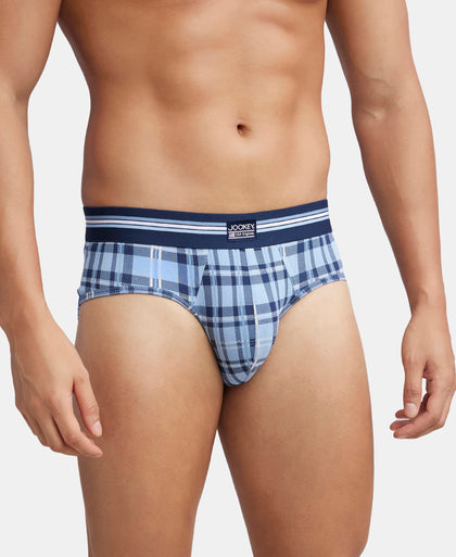 Super Combed Cotton Elastane Stretch Printed Brief with Ultrasoft Waistband - Dusk Blue Print (Pack of 2)