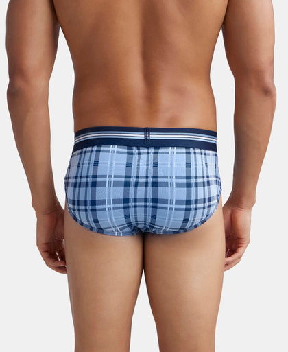 Super Combed Cotton Elastane Stretch Printed Brief with Ultrasoft Waistband - Dusk Blue Print (Pack of 2)