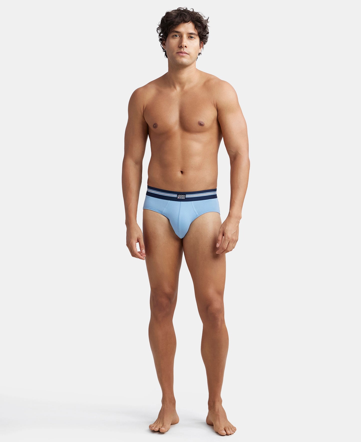 Super Combed Cotton Elastane Stretch Printed Brief with Ultrasoft Waistband - Dusk Blue Print (Pack of 2)