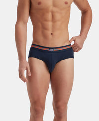 Super Combed Cotton Elastane Stretch Printed Brief with Ultrasoft Waistband - Navy Print (Pack of 2)