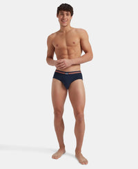 Super Combed Cotton Elastane Stretch Printed Brief with Ultrasoft Waistband - Navy Print (Pack of 2)