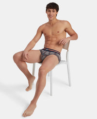 Super Combed Cotton Elastane Stretch Printed Brief with Ultrasoft Waistband - Navy Print (Pack of 2)