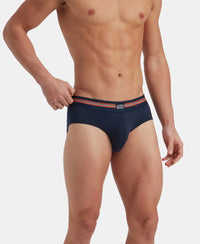 Super Combed Cotton Elastane Stretch Printed Brief with Ultrasoft Waistband - Navy Print (Pack of 2)