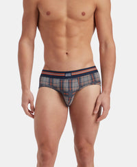 Super Combed Cotton Elastane Stretch Printed Brief with Ultrasoft Waistband - Navy Print (Pack of 2)