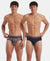 Super Combed Cotton Elastane Stretch Printed Brief with Ultrasoft Waistband - Navy Print (Pack of 2)