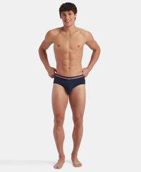 Super Combed Cotton Elastane Stretch Printed Brief with Ultrasoft Waistband - Navy Print (Pack of 2)