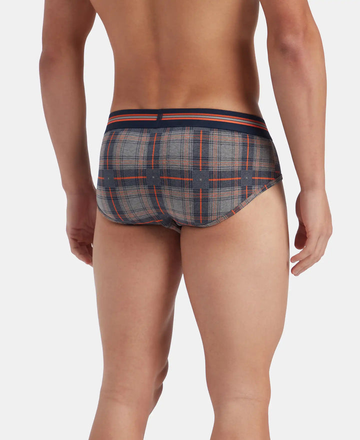 Super Combed Cotton Elastane Stretch Printed Brief with Ultrasoft Waistband - Navy Print (Pack of 2)