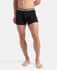 Super Combed Cotton Elastane Stretch Printed Trunk with Ultrasoft Waistband - Black print (Pack of 2)