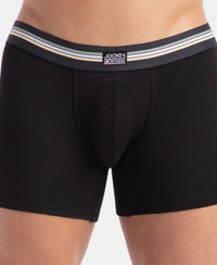 Super Combed Cotton Elastane Stretch Printed Trunk with Ultrasoft Waistband - Black print (Pack of 2)
