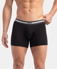 Super Combed Cotton Elastane Stretch Printed Trunk with Ultrasoft Waistband - Black print (Pack of 2)
