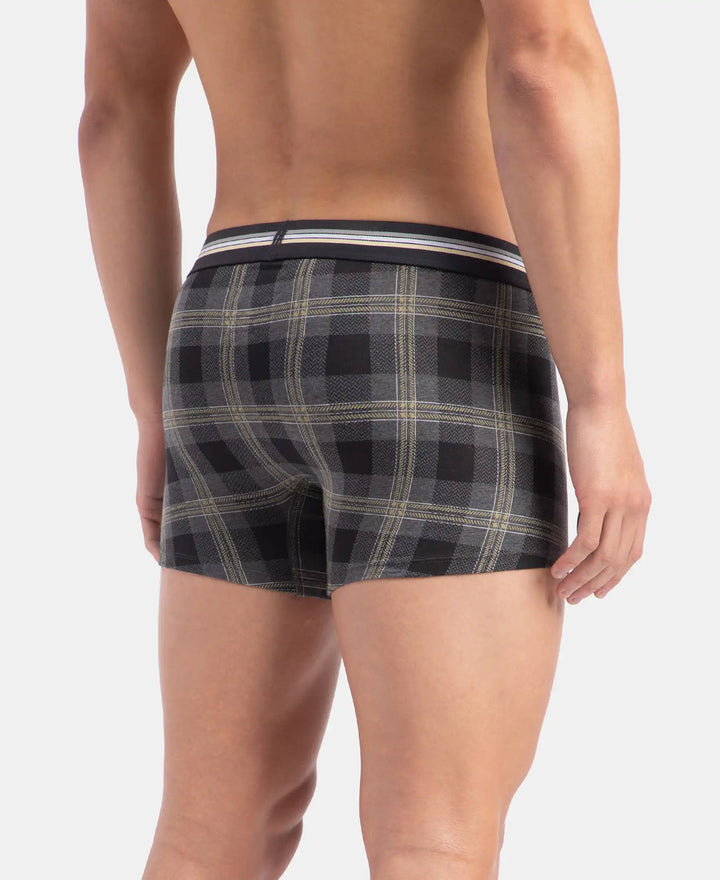 Super Combed Cotton Elastane Stretch Printed Trunk with Ultrasoft Waistband - Black print (Pack of 2)
