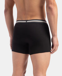 Super Combed Cotton Elastane Stretch Printed Trunk with Ultrasoft Waistband - Black print (Pack of 2)