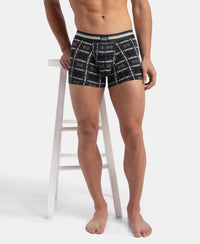 Super Combed Cotton Elastane Stretch Printed Trunk with Ultrasoft Waistband - Charcoal Melange Print (Pack of 2)