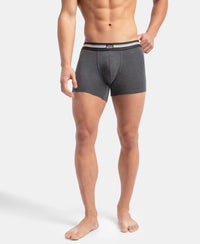 Super Combed Cotton Elastane Stretch Printed Trunk with Ultrasoft Waistband - Charcoal Melange Print (Pack of 2)