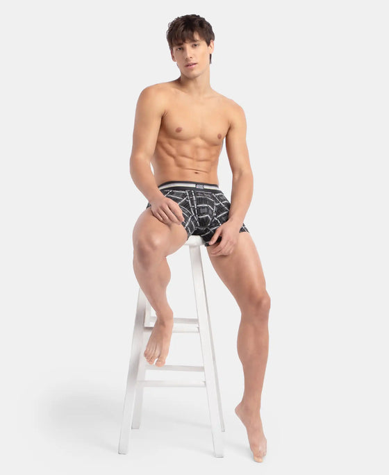 Super Combed Cotton Elastane Stretch Printed Trunk with Ultrasoft Waistband - Charcoal Melange Print (Pack of 2)