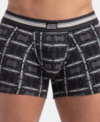 Super Combed Cotton Elastane Stretch Printed Trunk with Ultrasoft Waistband - Charcoal Melange Print (Pack of 2)