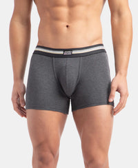 Super Combed Cotton Elastane Stretch Printed Trunk with Ultrasoft Waistband - Charcoal Melange Print (Pack of 2)