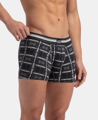 Super Combed Cotton Elastane Stretch Printed Trunk with Ultrasoft Waistband - Charcoal Melange Print (Pack of 2)