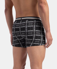 Super Combed Cotton Elastane Stretch Printed Trunk with Ultrasoft Waistband - Charcoal Melange Print (Pack of 2)