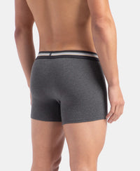 Super Combed Cotton Elastane Stretch Printed Trunk with Ultrasoft Waistband - Charcoal Melange Print (Pack of 2)