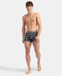 Super Combed Cotton Elastane Stretch Printed Trunk with Ultrasoft Waistband - Charcoal Melange Print (Pack of 2)