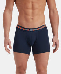 Super Combed Cotton Elastane Stretch Printed Trunk with Ultrasoft Waistband - Navy Print (Pack of 2)